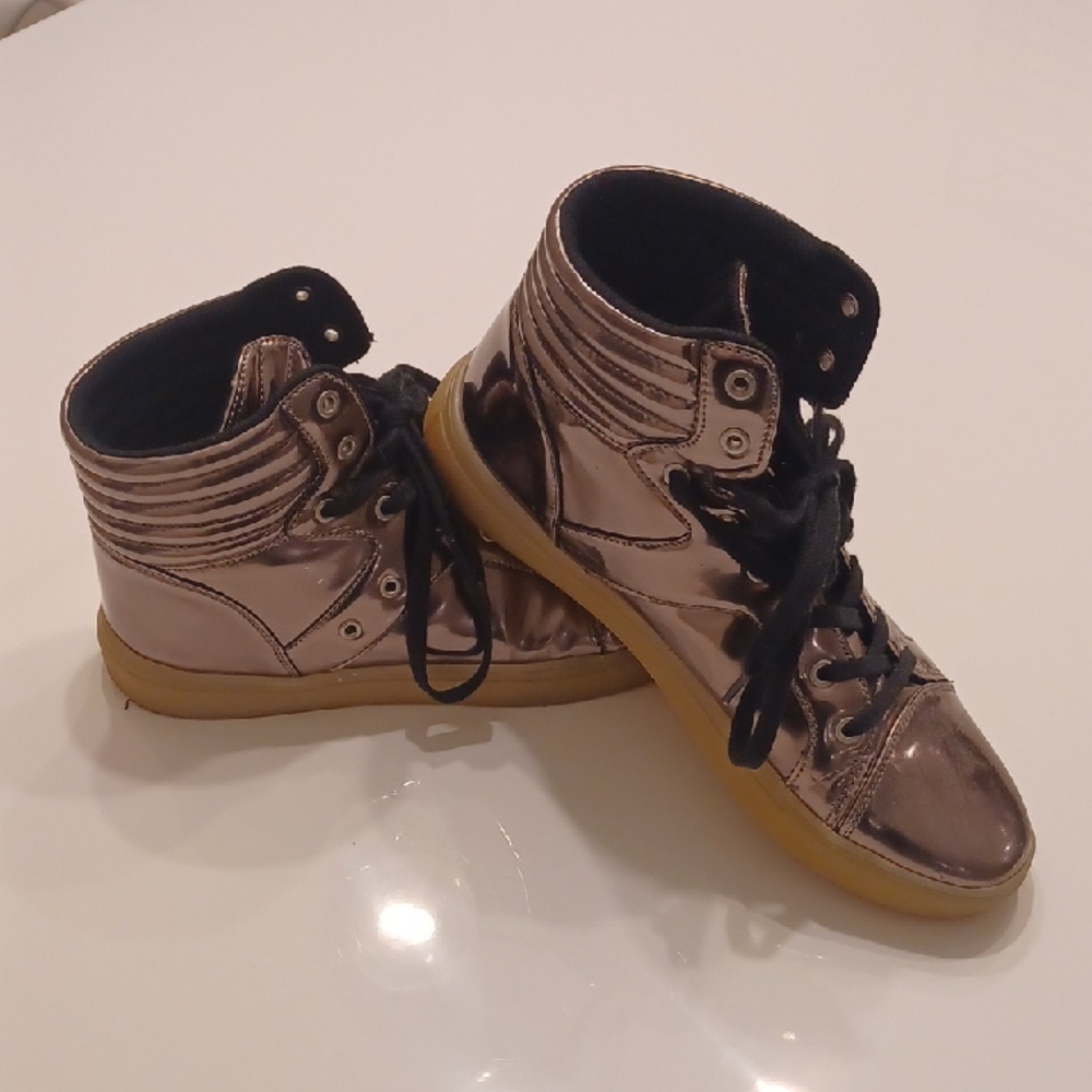 Shiny Metallic High-Top Sneakers